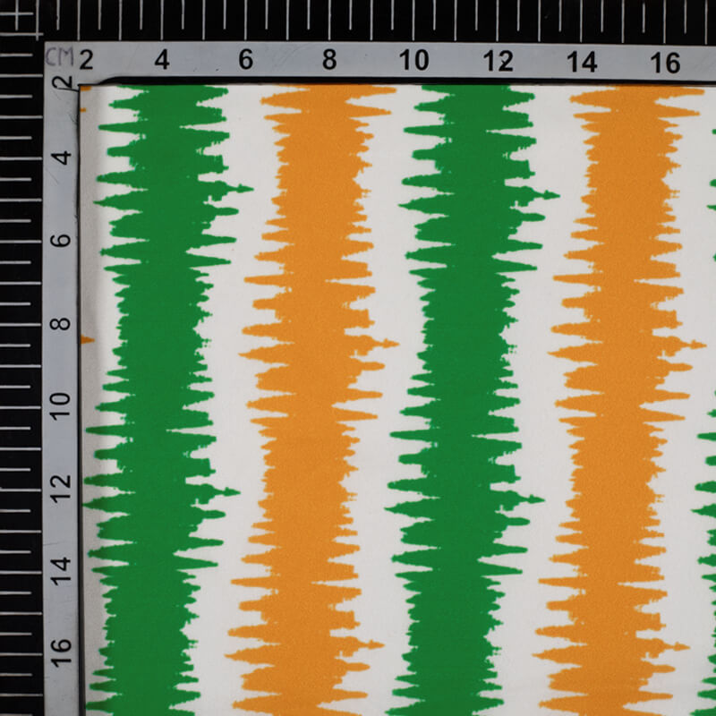 Tricolor Abstract Pattern Digital Print American Crepe Fabric - Fabcurate
