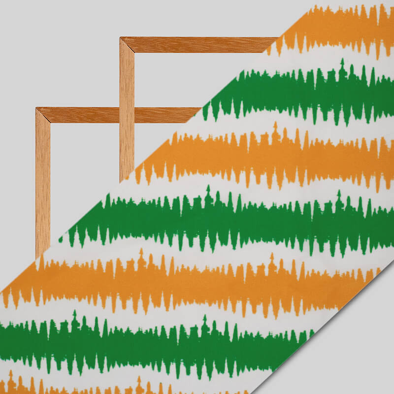 Tricolor Abstract Pattern Digital Print American Crepe Fabric - Fabcurate