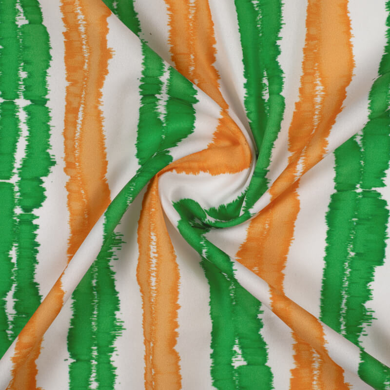 Tricolor Tie And Dye Pattern Digital Print American Crepe Fabric - Fabcurate