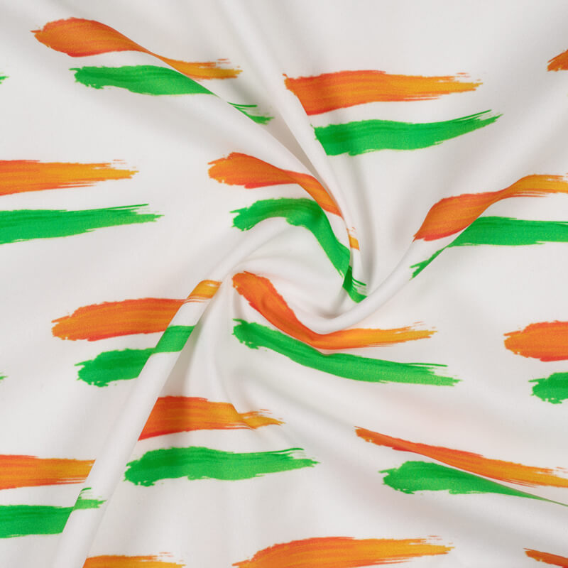 Tricolor Abstract Pattern Digital Print American Crepe Fabric - Fabcurate