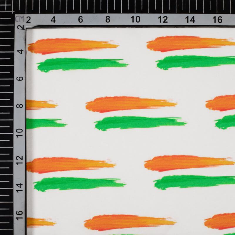 Tricolor Abstract Pattern Digital Print American Crepe Fabric - Fabcurate