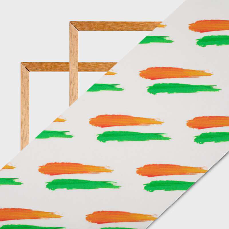 Tricolor Abstract Pattern Digital Print American Crepe Fabric - Fabcurate