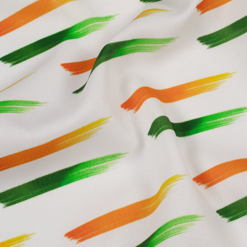 Tricolor Abstract Pattern Digital Print American Crepe Fabric - Fabcurate