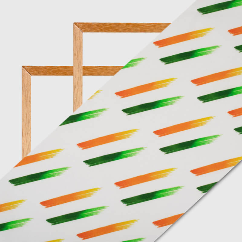 Tricolor Abstract Pattern Digital Print American Crepe Fabric - Fabcurate
