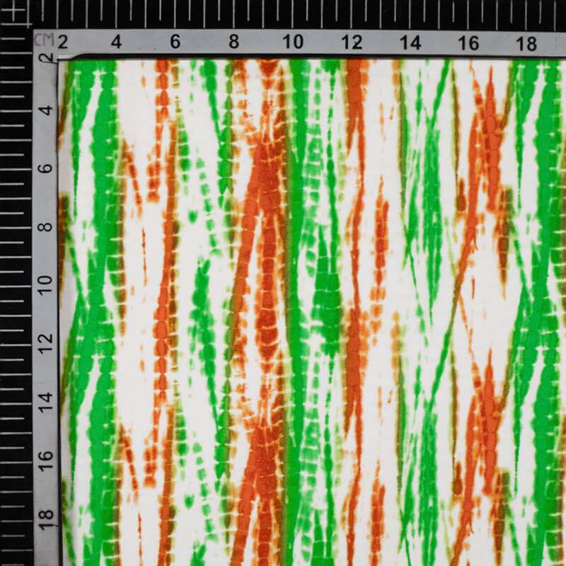 Tricolor Tie And Dye Pattern Digital Print American Crepe Fabric - Fabcurate