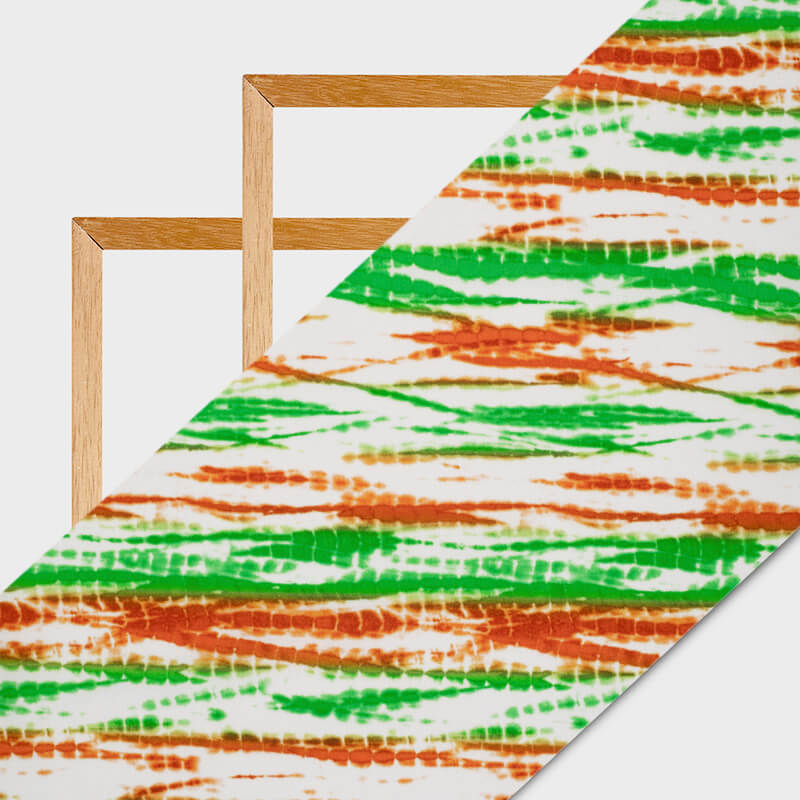 Tricolor Tie And Dye Pattern Digital Print American Crepe Fabric - Fabcurate