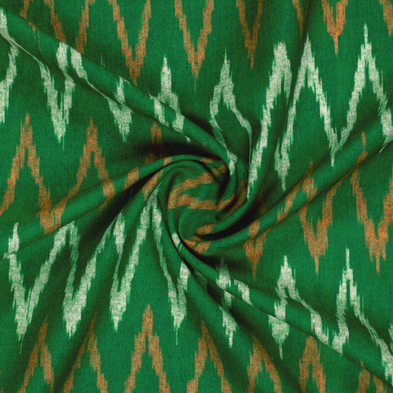 Tricolor Chevron Pattern Digital Print American Crepe Fabric