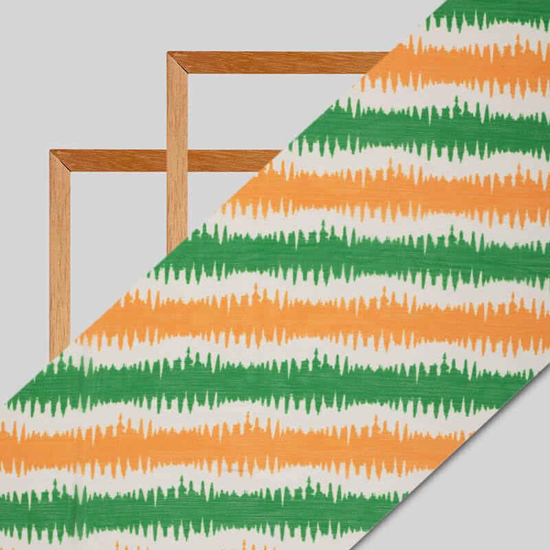 Tricolor Abstract Pattern Digital Print Chiffon Fabric - Fabcurate