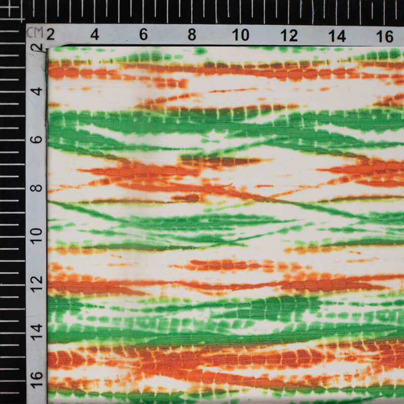 Tricolor Tie And Dye Pattern Digital Print Chiffon Fabric - Fabcurate