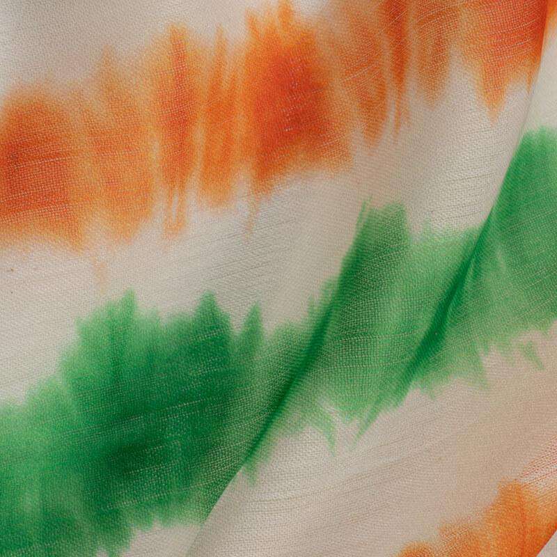 Tricolor Tie And Dye Pattern Digital Print Chiffon Fabric - Fabcurate