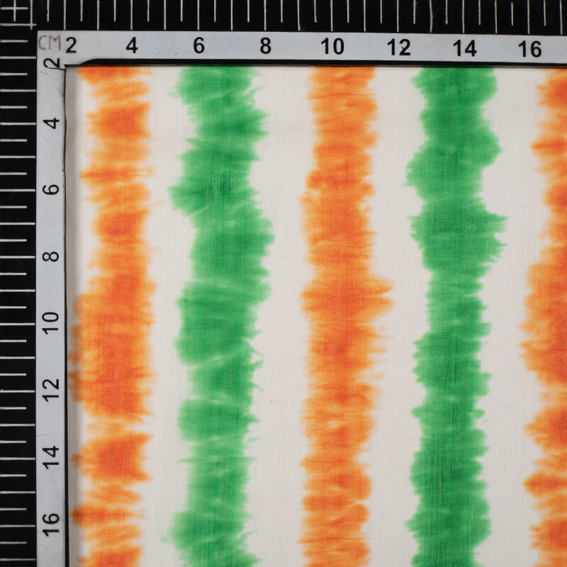 Tricolor Tie And Dye Pattern Digital Print Chiffon Fabric - Fabcurate