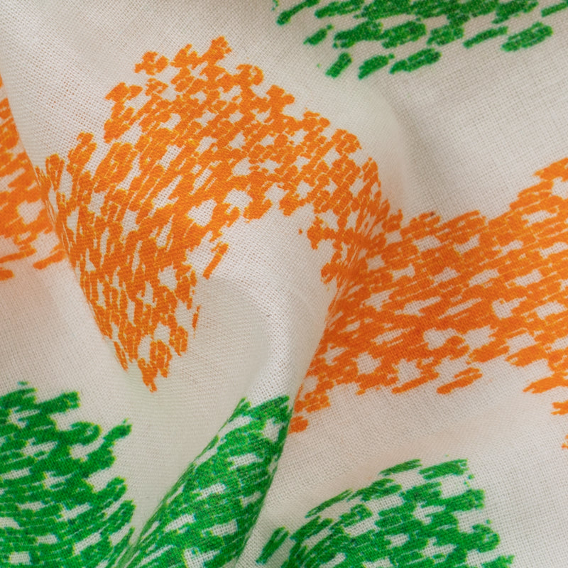 Tricolor Chevron Pattern Digital Print Cotton Cambric Fabric - Fabcurate