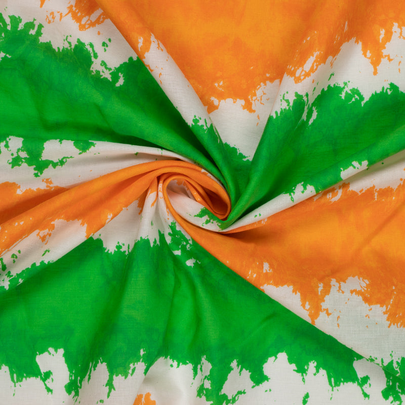 Tricolor Tye And Dye Pattern Digital Print Cotton Cambric Fabric