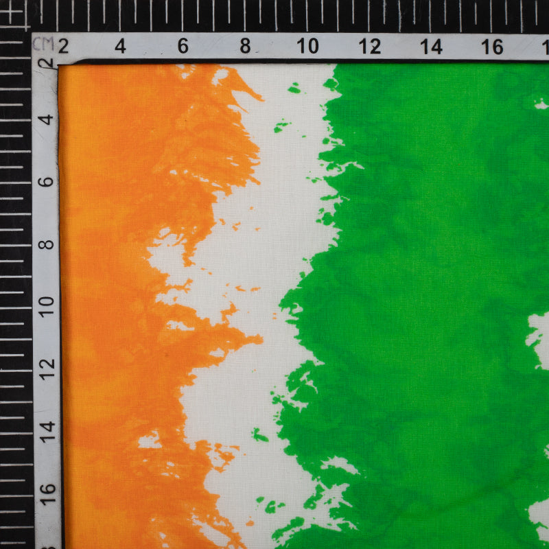 Tricolor Tye And Dye Pattern Digital Print Cotton Cambric Fabric