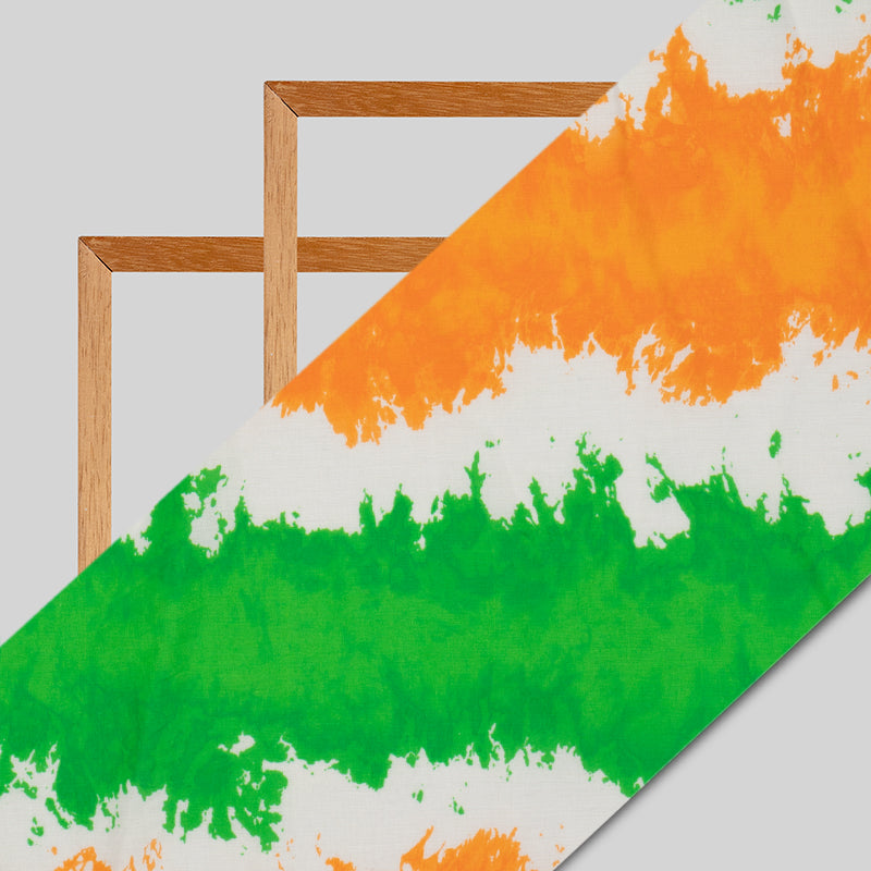 Tricolor Tye And Dye Pattern Digital Print Cotton Cambric Fabric