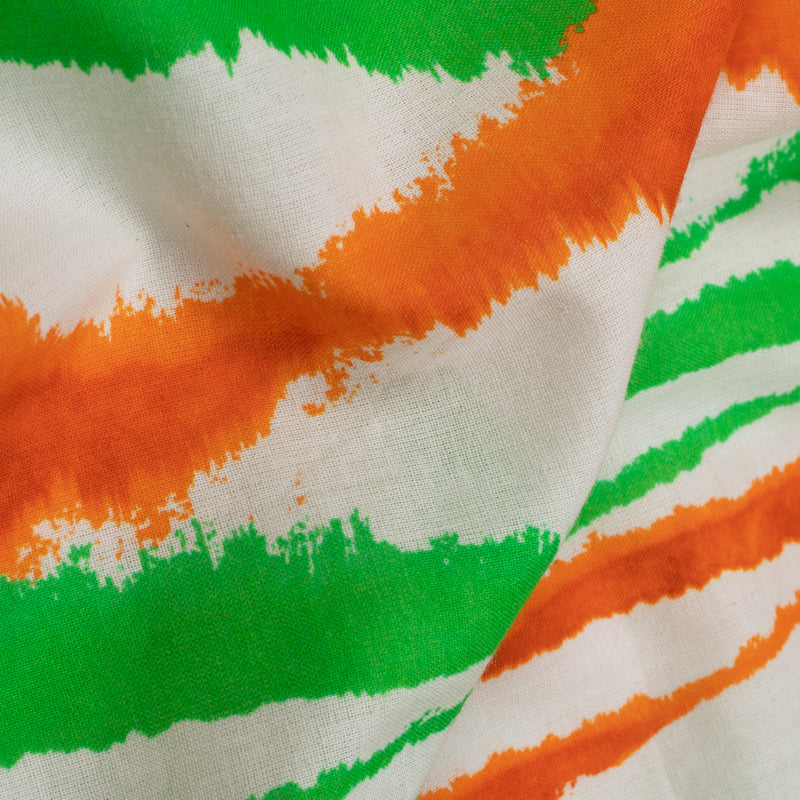 Tricolor Tie & Dye Pattern Digital Print Cotton Cambric Fabric - Fabcurate