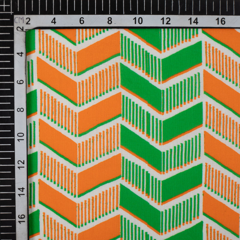 Tricolor Chevron Pattern Digital Print Cotton Cambric Fabric