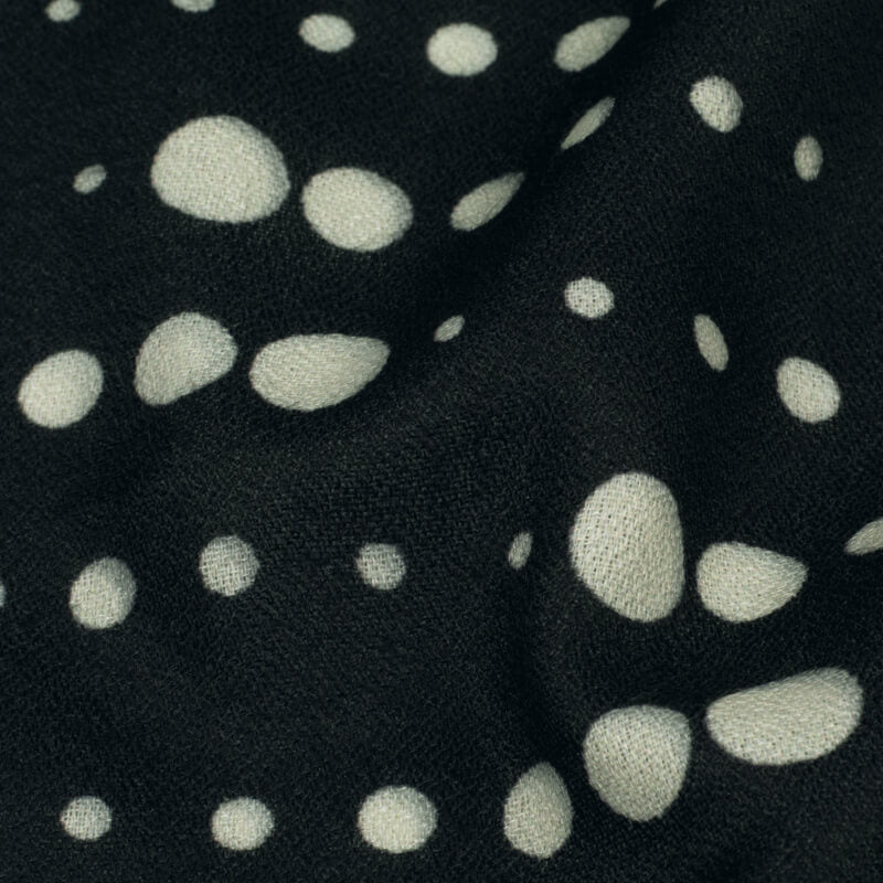 Black Polka Dots Pattern Digital Print Moss Crepe Fabric - Fabcurate