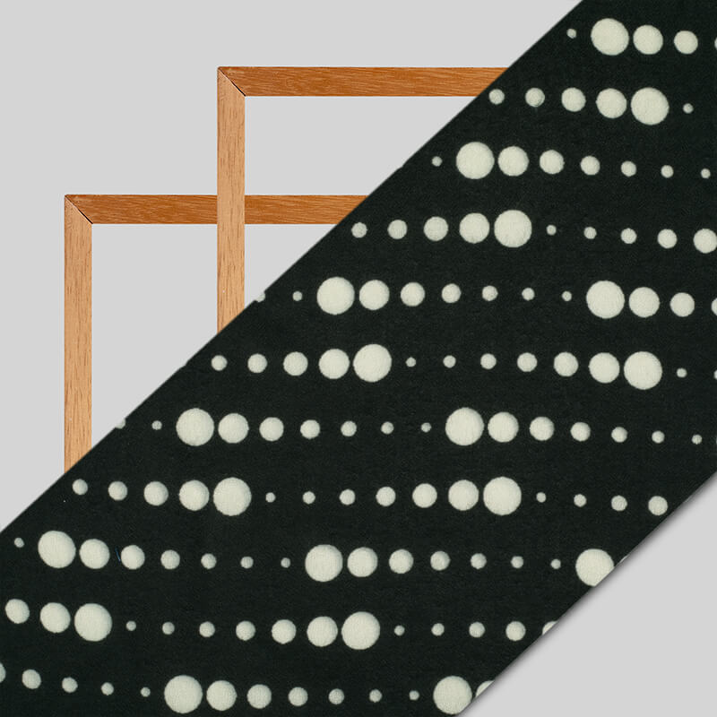 Black Polka Dots Pattern Digital Print Moss Crepe Fabric - Fabcurate