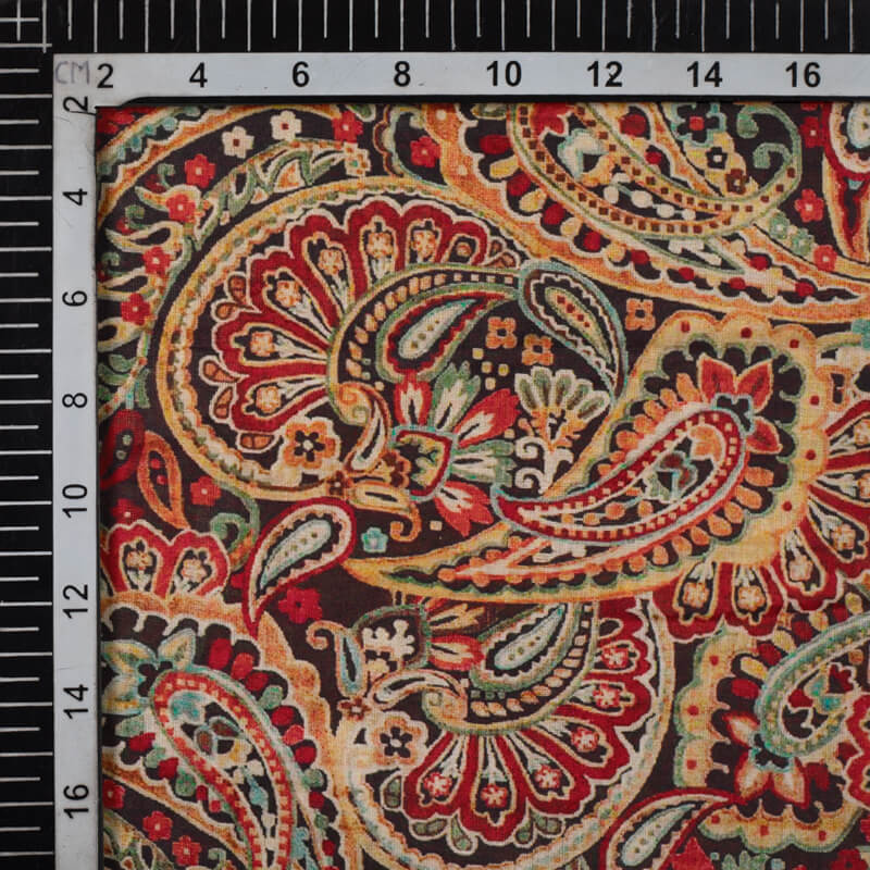 Multi-Color Paisley Pattern Digital Print Cotton Cambric Fabric