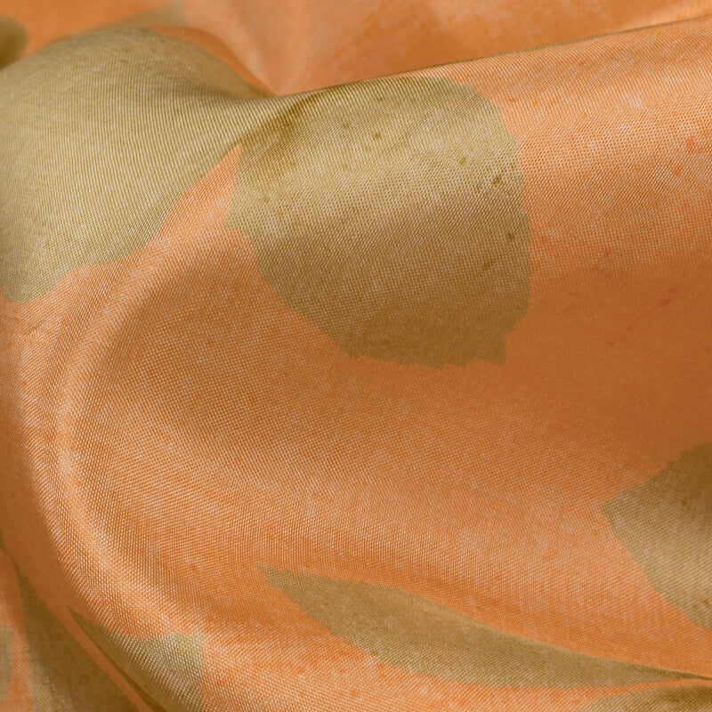 Brown And Orange Floral Pattern Digital Print Viscose Uppada Silk Fabric