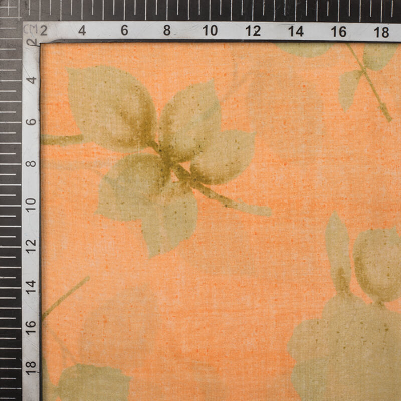 Brown And Orange Floral Pattern Digital Print Viscose Uppada Silk Fabric