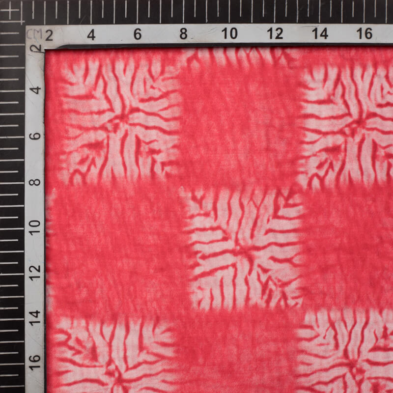 Pink And White Shiiborii Pattern Digital Print Viscose Uppada Silk Fabric