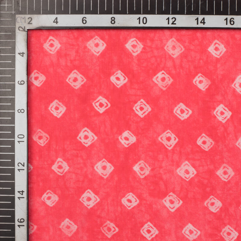 Pink And White Bandhanii Pattern Digital Print Viscose Uppada Silk Fabric