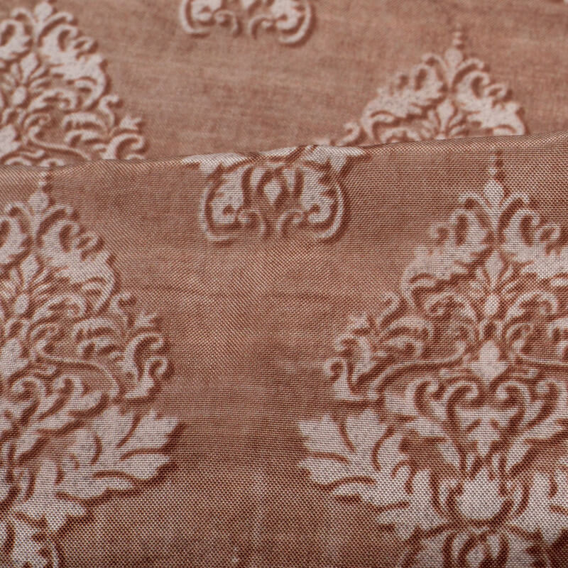 Brown Mugal Pattern Digital Print Viscose Uppada Silk Fabric
