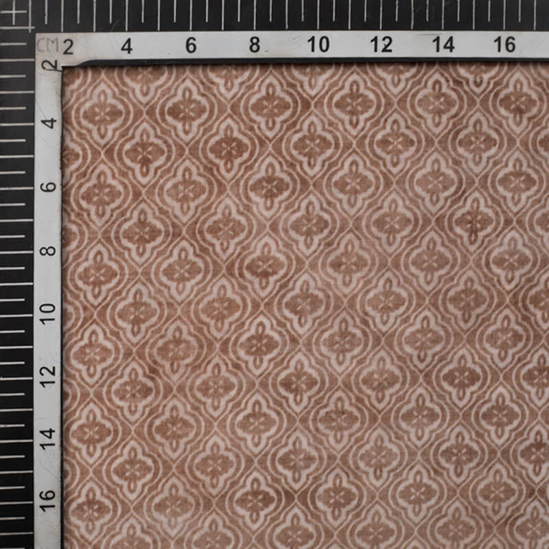 Brown Trellis Pattern Digital Print Viscose Uppada Silk Fabric