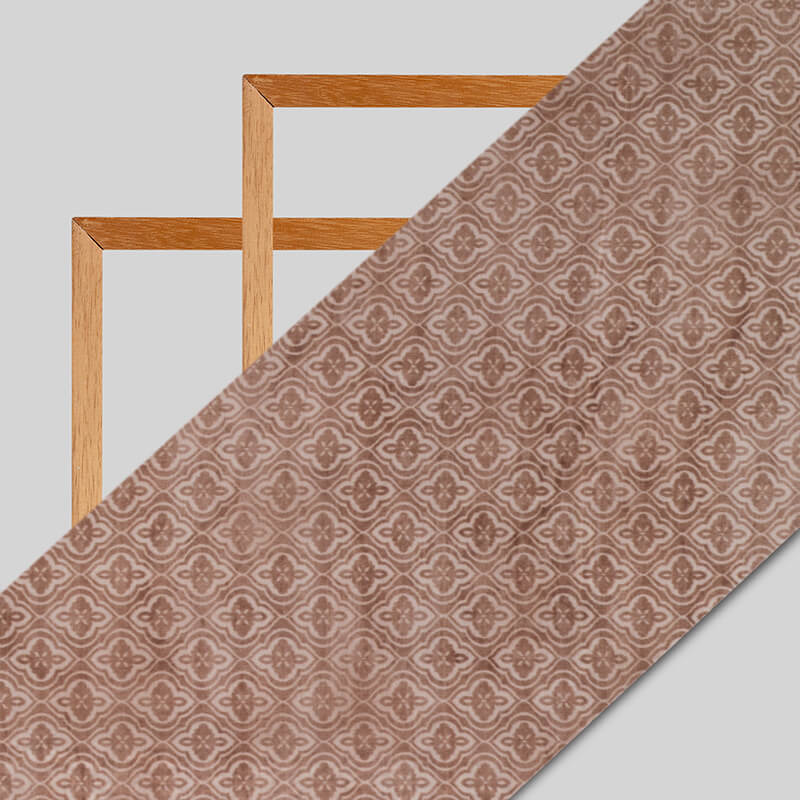 Brown Trellis Pattern Digital Print Viscose Uppada Silk Fabric