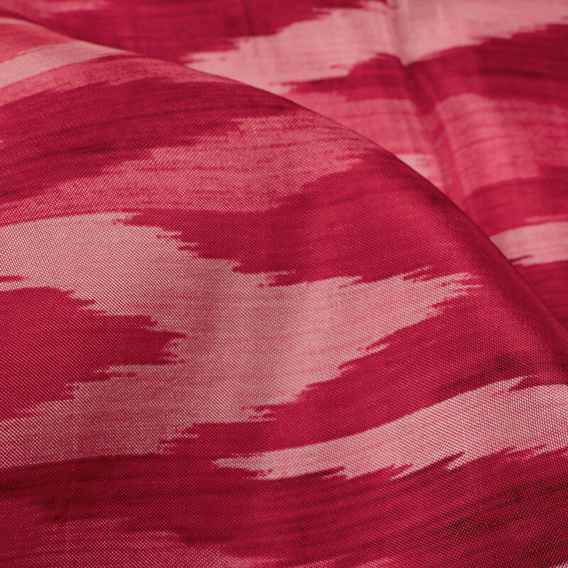 Red And Pink Ikat Pattern Digital Print Viscose Uppada Silk Fabric