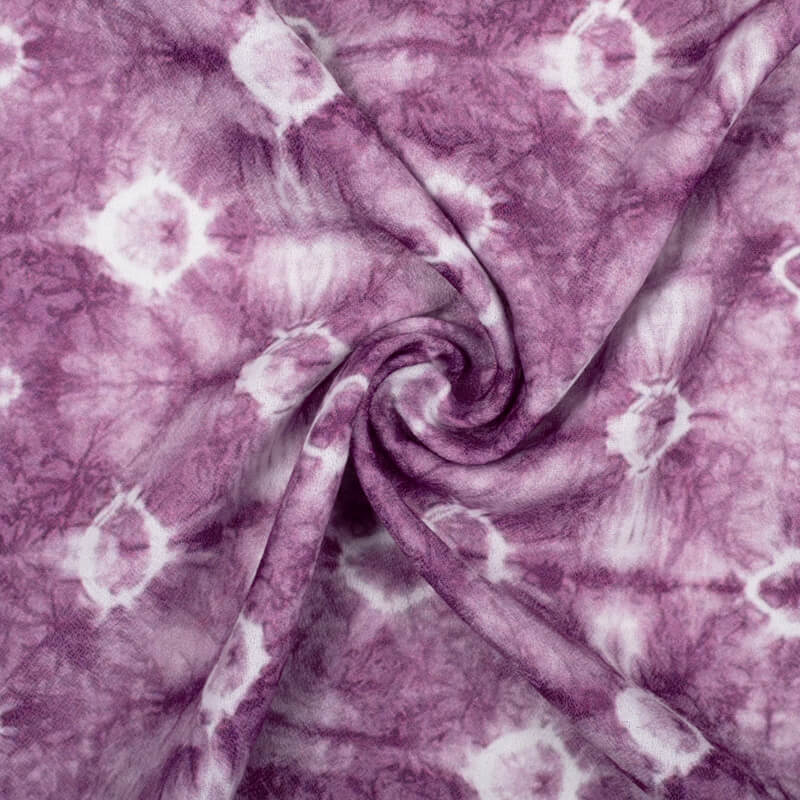 Lavender Tie & Dye Pattern Digital Print Moss Crepe Fabric