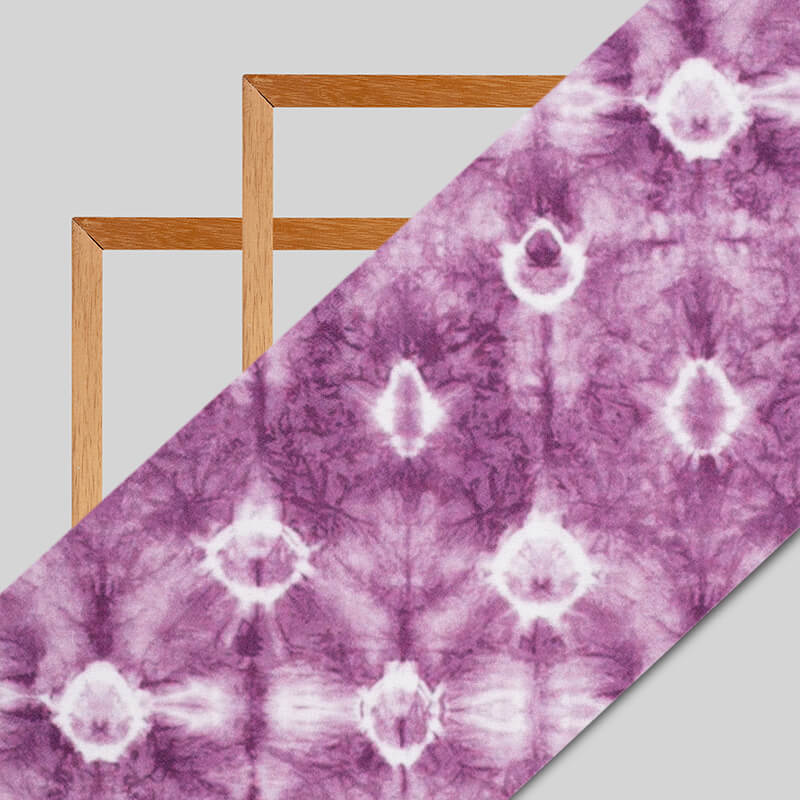 Lavender Tie & Dye Pattern Digital Print Moss Crepe Fabric