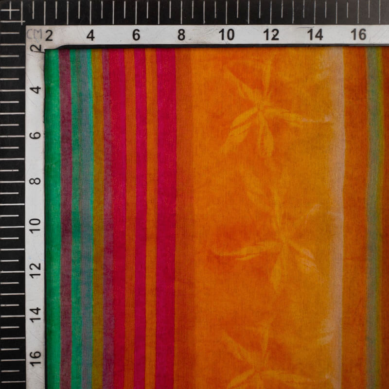 Multicolor Stripes Pattern Digital Print Bemberg Chiffon Fabric