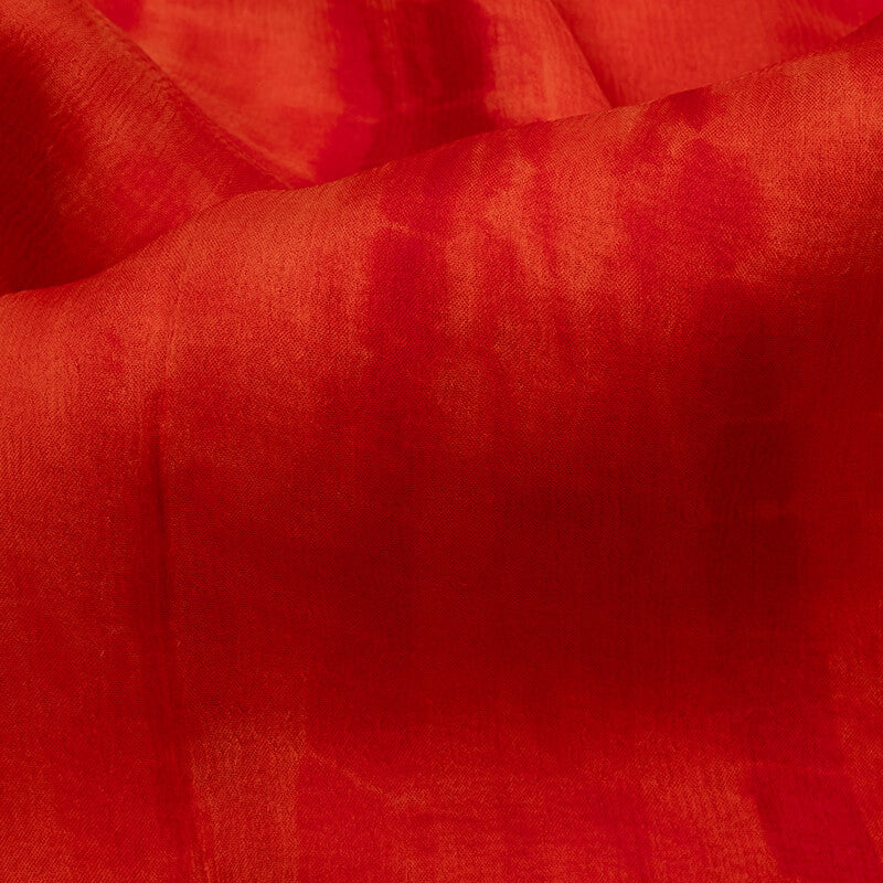 Orange And Red Tie & Dye Pattern Digital Print Bemberg Chiffon Fabric