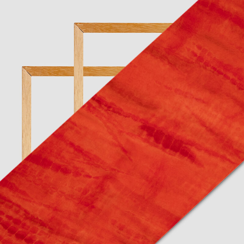 Orange And Red Tye And Dye Pattern Digital Print Bemberg Chiffon Fabric