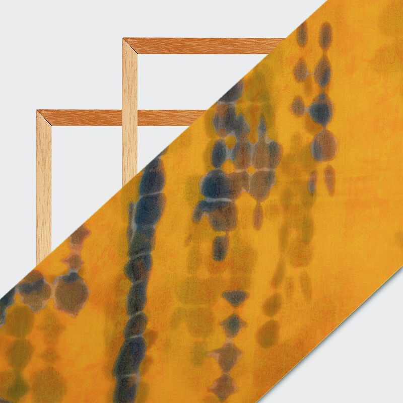 Yellow And Blue Tye And Dye Pattern Digital Print Bemberg Chiffon Fabric