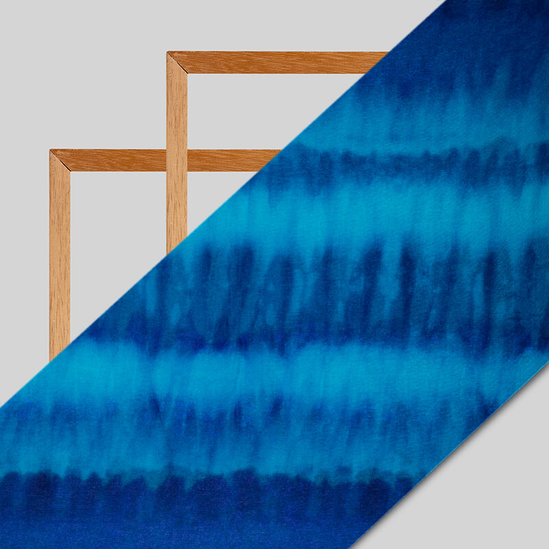 Royal Blue Tye And Dye Pattern Digital Print Bemberg Chiffon Fabric