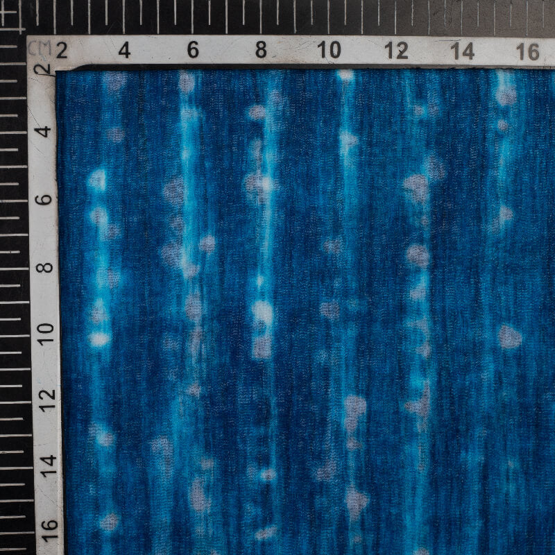 Blue And White Tye And Dye Pattern Digital Print Bemberg Chiffon Fabric