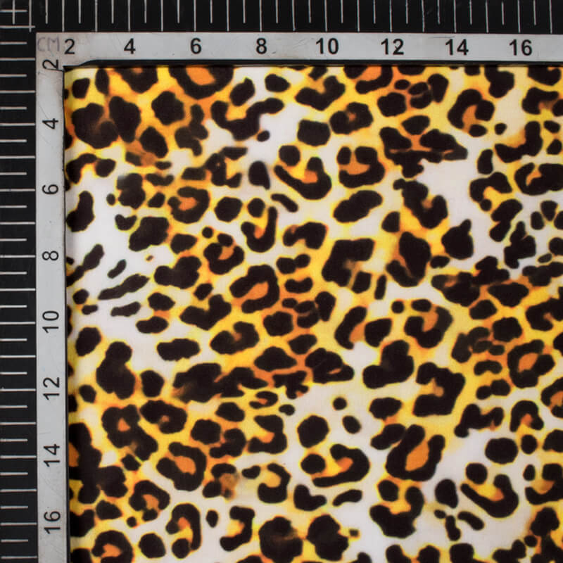 Black And Gold Yellow Animal Digital Print Rayon Fabric