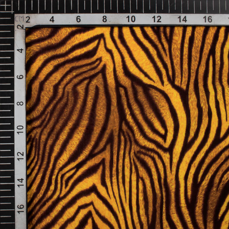 Black And Honey Yellow Animal Digital Print Rayon Fabric - Fabcurate