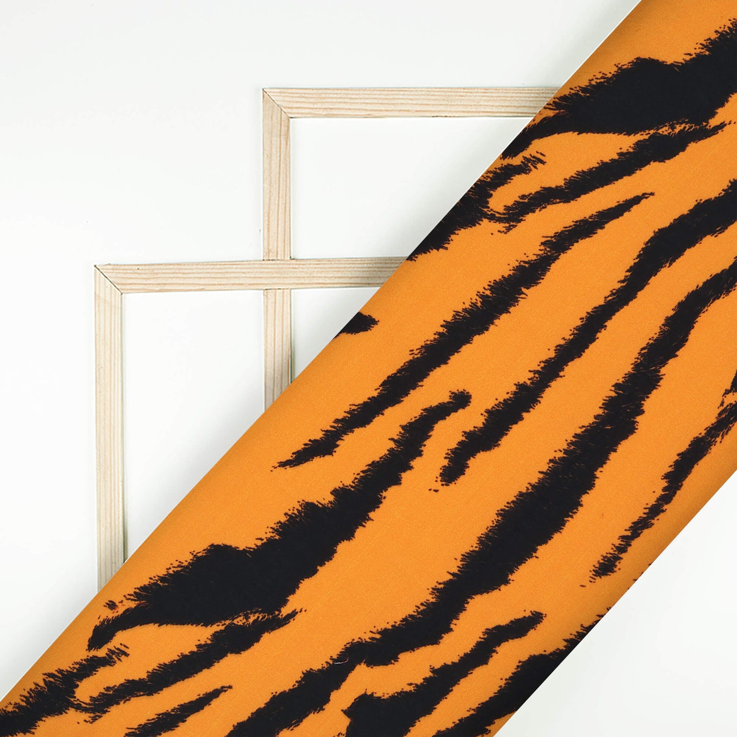 Black And Orange Animal Digital Print Rayon Fabric