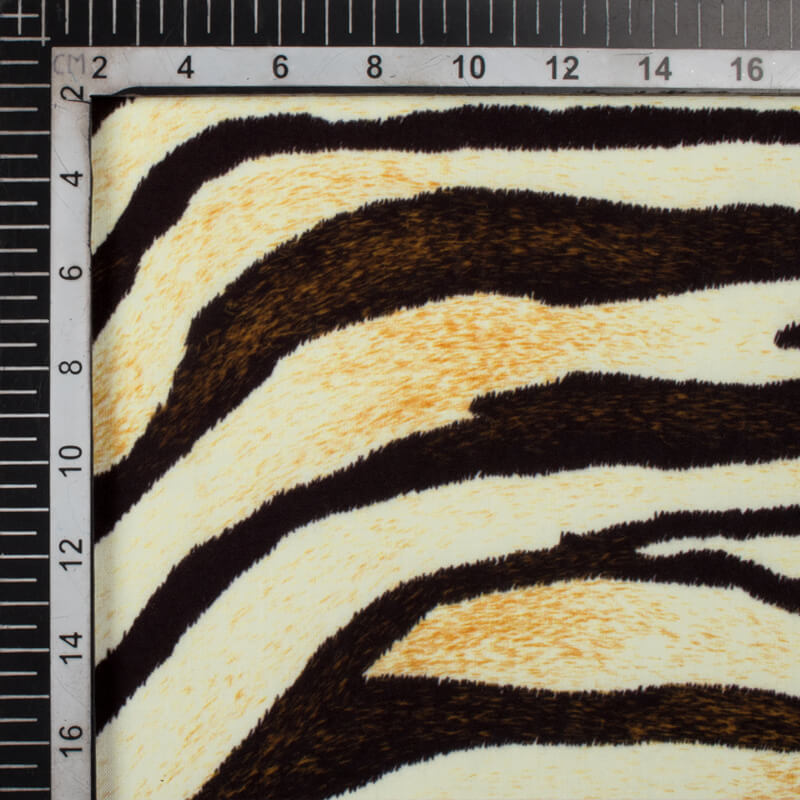 Black And Cream Animal Digital Print Rayon Fabric - Fabcurate