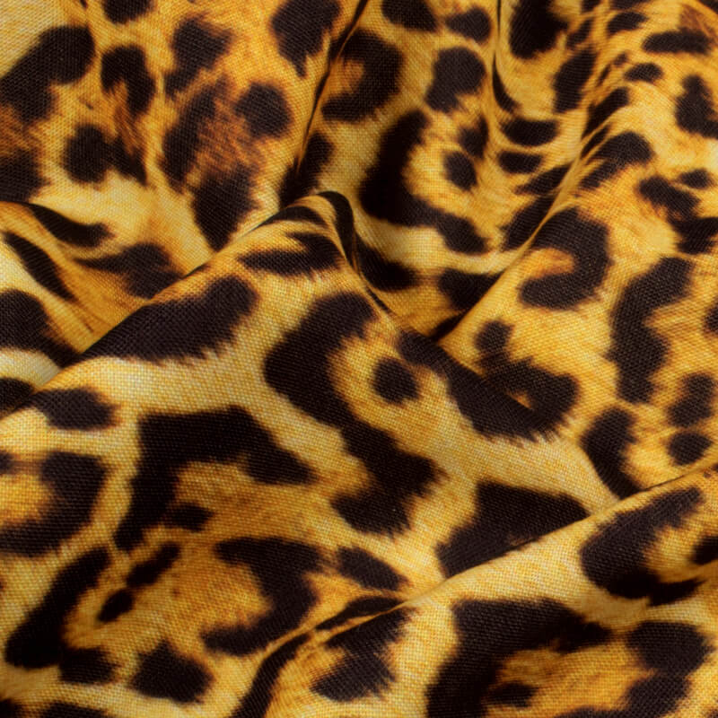 Black And Royal Yellow Animal Digital Print Rayon Fabric - Fabcurate