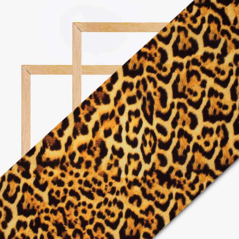 Black And Royal Yellow Animal Digital Print Rayon Fabric - Fabcurate