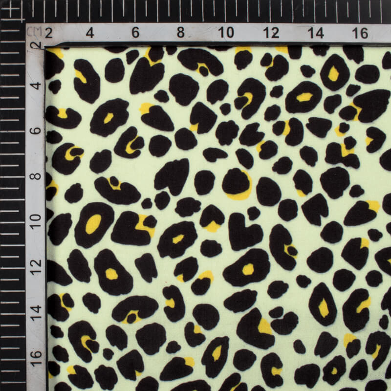 Black And Cotton Cream Animal Digital Print Rayon Fabric - Fabcurate