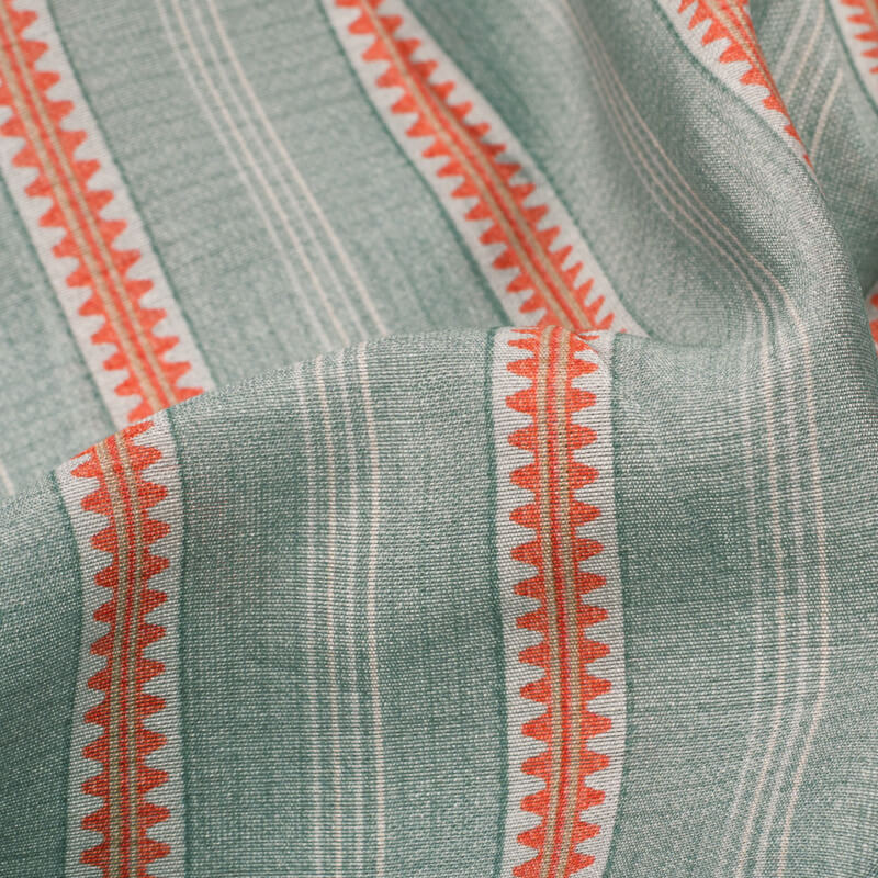 Grey And Orange Stripes Pattern Digital Print Viscose Chanderi Fabric - Fabcurate