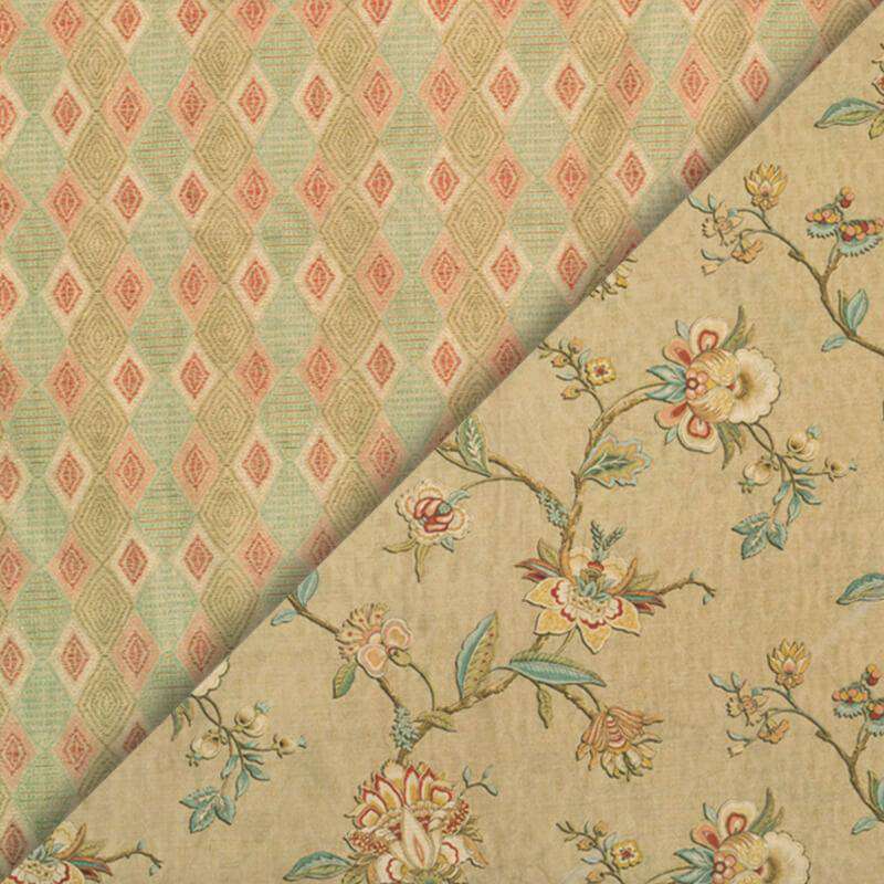 Oat Beige And Brown Geometric Pattern Digital Print Viscose Chanderi Fabric - Fabcurate