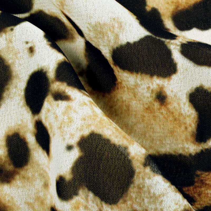 Black And Cream Animal Digital Print Georgette Fabric